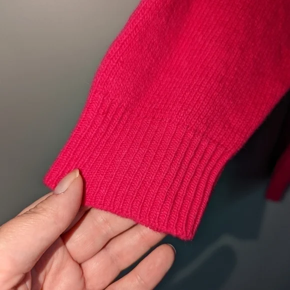 VINTAGE Pink Cable Knit Lambswool & Angora Crewneck Long Sweater Size Large - Picture 7 of 14